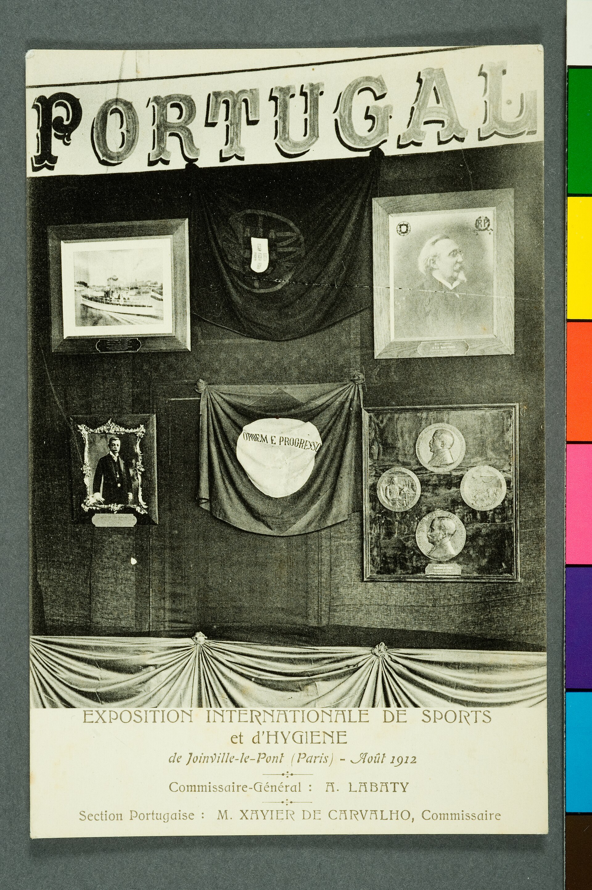 Imagem de referência de Portugal exposition Internationale de Sports et D'Hygienede Joinville-Le-Pont (Paris) - Aôut 1912, descrito nos dados abertos como item da Coleção Cartões Postais, no Museu Paulista