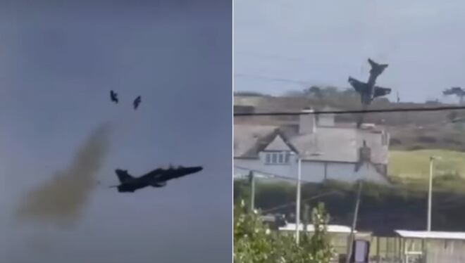 Pilotos percebem falha e se ejetam antes de caça cair sobre área rural; assista ao vídeo