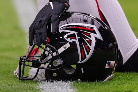 The Atlanta Falcons have used their current logo, featuring a stylised black and red falcon in the shape of the letter F, since 2003.