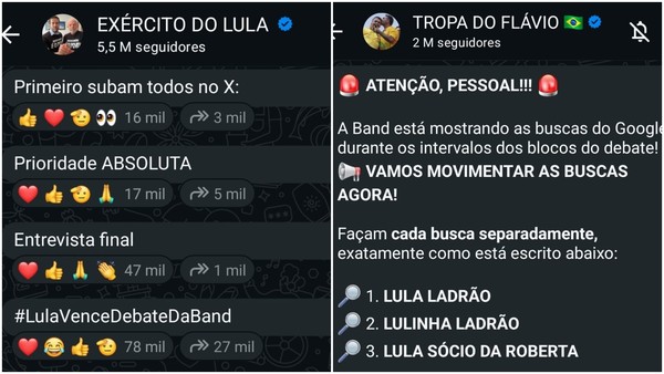 De Milei a Vorcaro, como canais de Lula e Flávio no WhatsApp pautaram a guerra digital com memes e cortes sobre debate