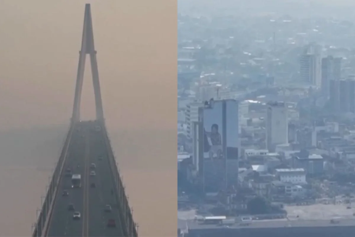 Imagens mostram céu de Manus coberto por fumaça