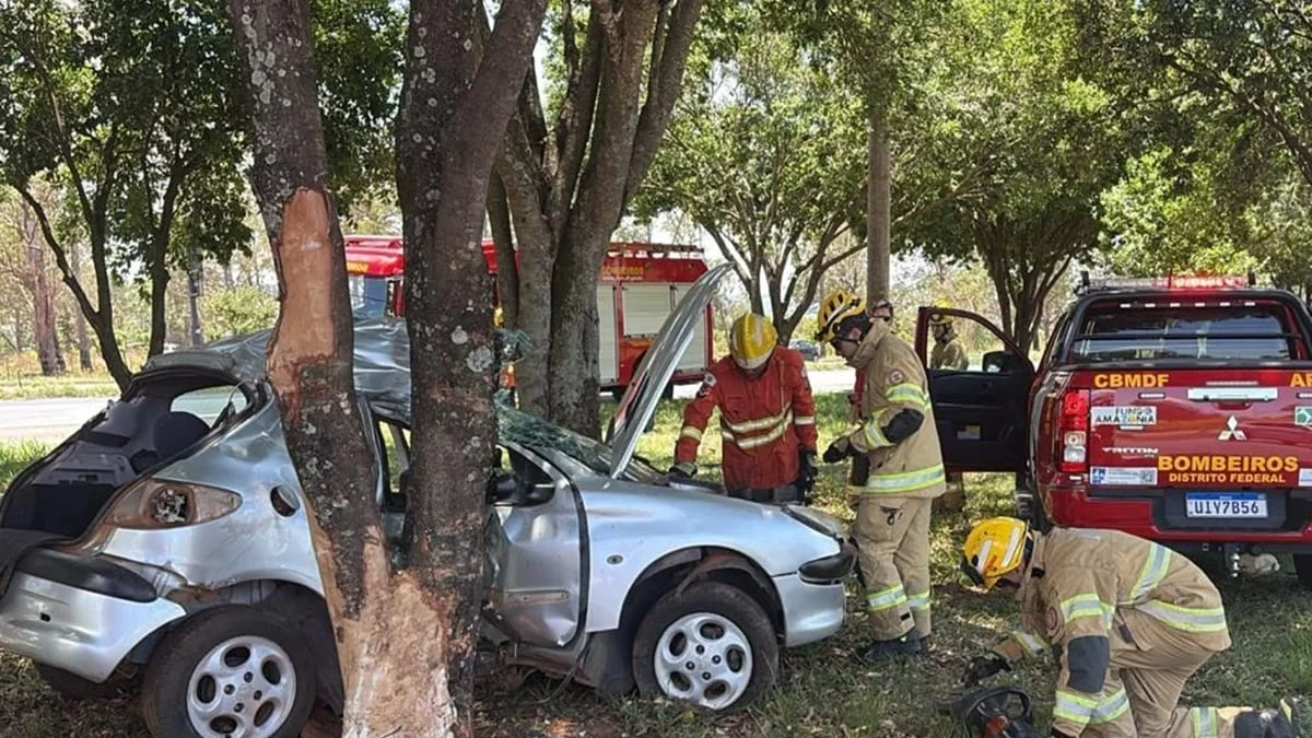 Motorista morre ao bater carro em árvore na BR-020, no balão do Colorado