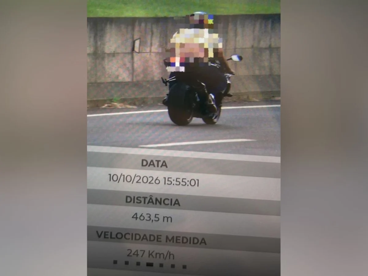 Moto voa a 247 km/h em rodovia no interior e é flagrada pela PM Rodoviária